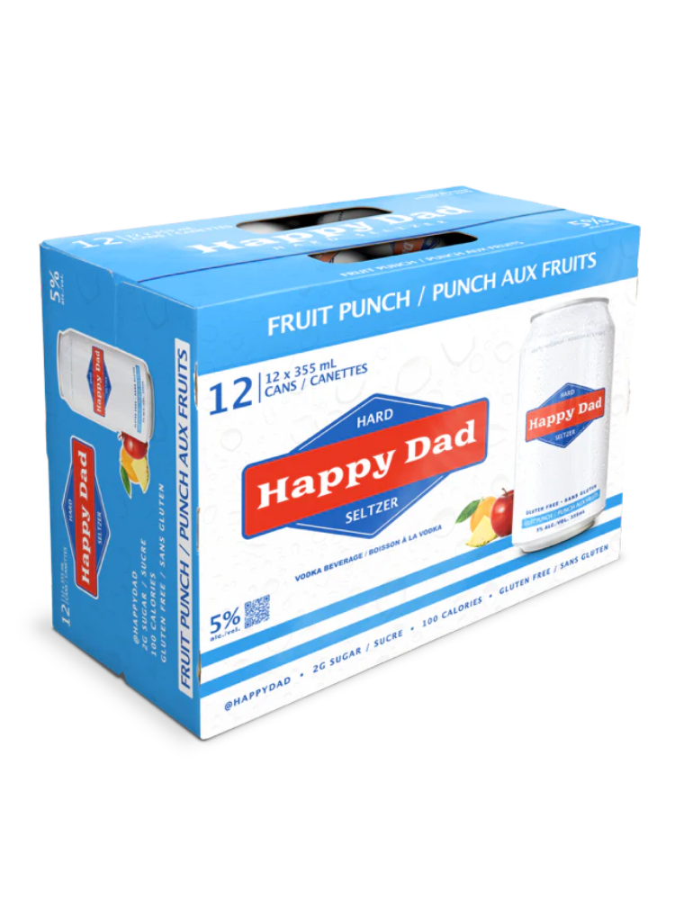 happy dad hard seltzer fruit punch 12pk