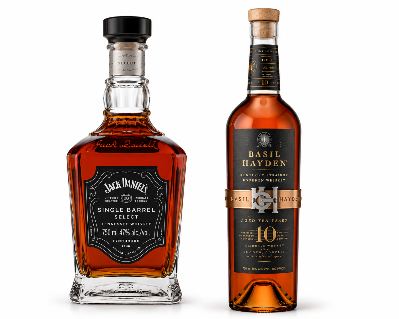 Jack Daniel's SINGLE BARREL & Basil Hayden 10YR BUNDLE