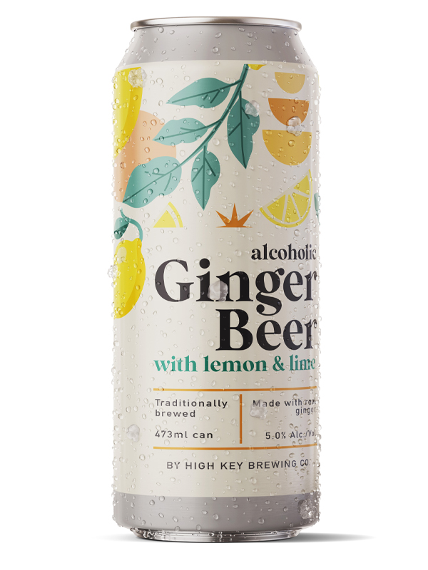 HIGH KEY BREWING GINGER BEER WITH LEMON  4 PACK 473ML 4.5%
